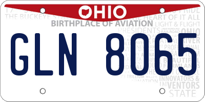 OH license plate GLN8065
