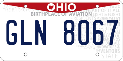 OH license plate GLN8067