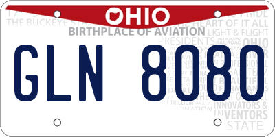 OH license plate GLN8080