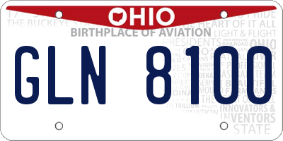 OH license plate GLN8100