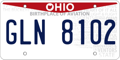 OH license plate GLN8102