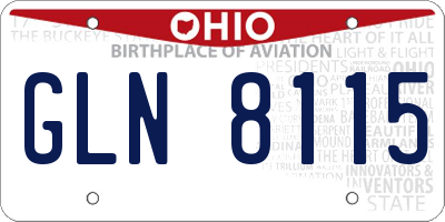 OH license plate GLN8115
