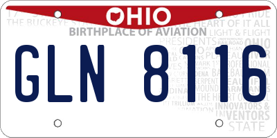 OH license plate GLN8116