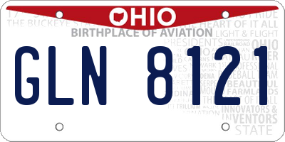 OH license plate GLN8121