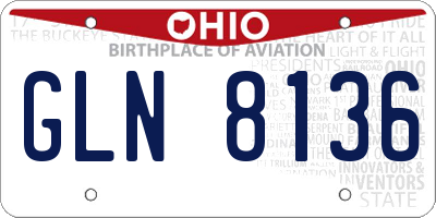 OH license plate GLN8136