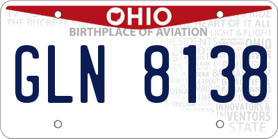 OH license plate GLN8138