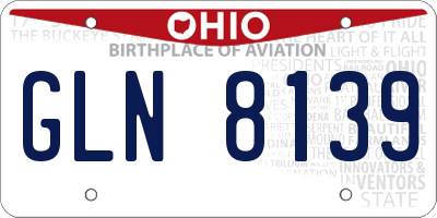 OH license plate GLN8139