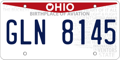 OH license plate GLN8145