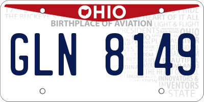 OH license plate GLN8149
