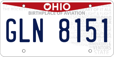 OH license plate GLN8151