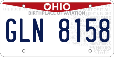 OH license plate GLN8158