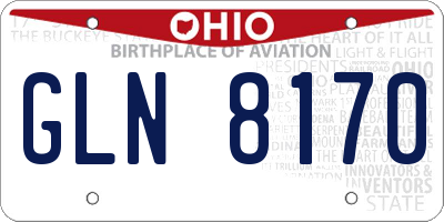 OH license plate GLN8170