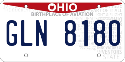 OH license plate GLN8180