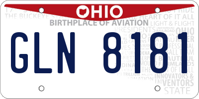 OH license plate GLN8181