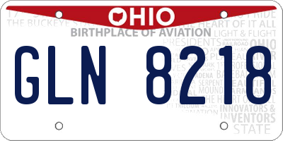 OH license plate GLN8218