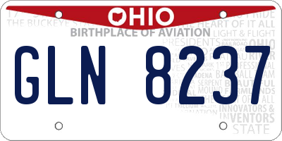 OH license plate GLN8237