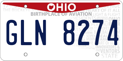 OH license plate GLN8274