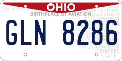 OH license plate GLN8286