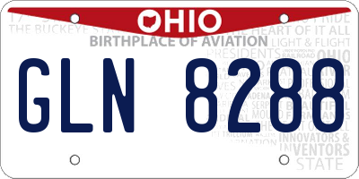 OH license plate GLN8288
