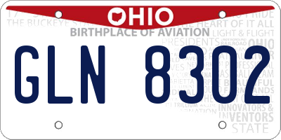 OH license plate GLN8302