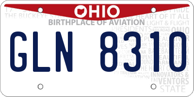 OH license plate GLN8310