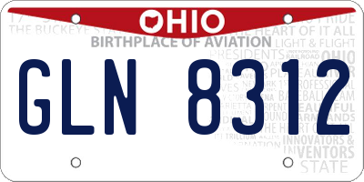 OH license plate GLN8312
