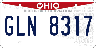 OH license plate GLN8317