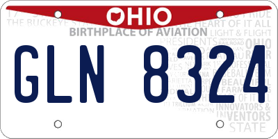 OH license plate GLN8324