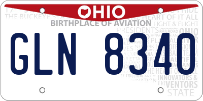 OH license plate GLN8340