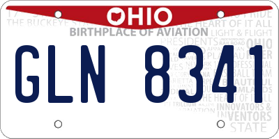 OH license plate GLN8341