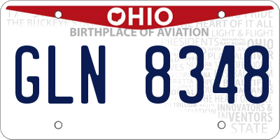 OH license plate GLN8348