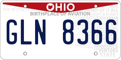 OH license plate GLN8366