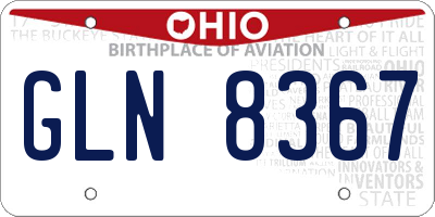OH license plate GLN8367