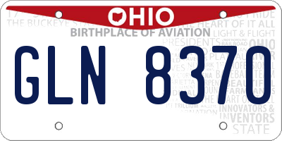 OH license plate GLN8370