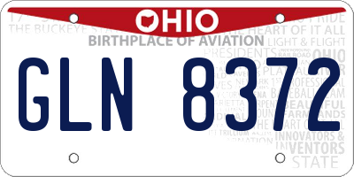 OH license plate GLN8372
