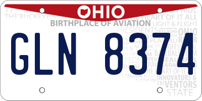 OH license plate GLN8374