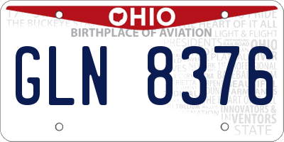 OH license plate GLN8376