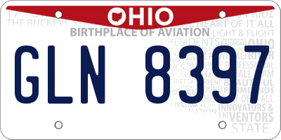 OH license plate GLN8397