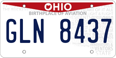 OH license plate GLN8437