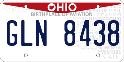 OH license plate GLN8438