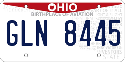 OH license plate GLN8445