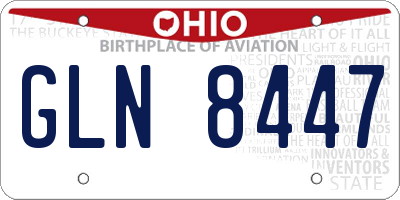 OH license plate GLN8447
