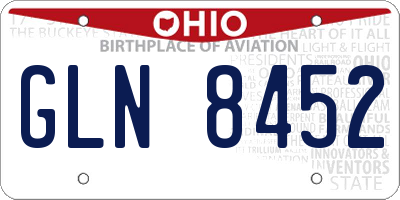 OH license plate GLN8452