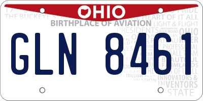 OH license plate GLN8461