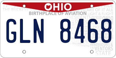 OH license plate GLN8468