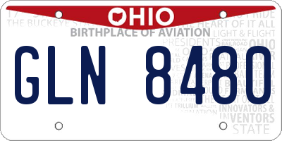 OH license plate GLN8480