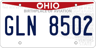 OH license plate GLN8502