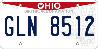OH license plate GLN8512