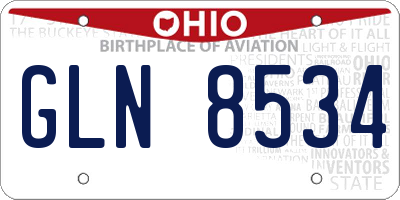 OH license plate GLN8534