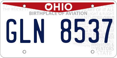OH license plate GLN8537